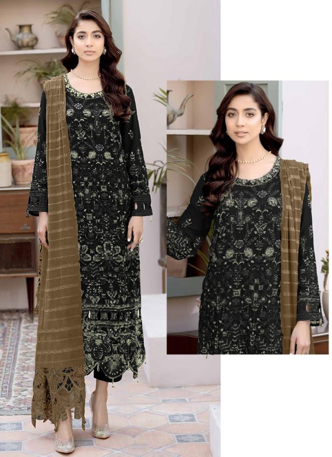 Georgette Black Eid Wear Embroidery Work Pakistani Suit